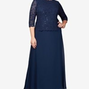 Alex Evenings Plus Size Sequined Lace Gown 18W